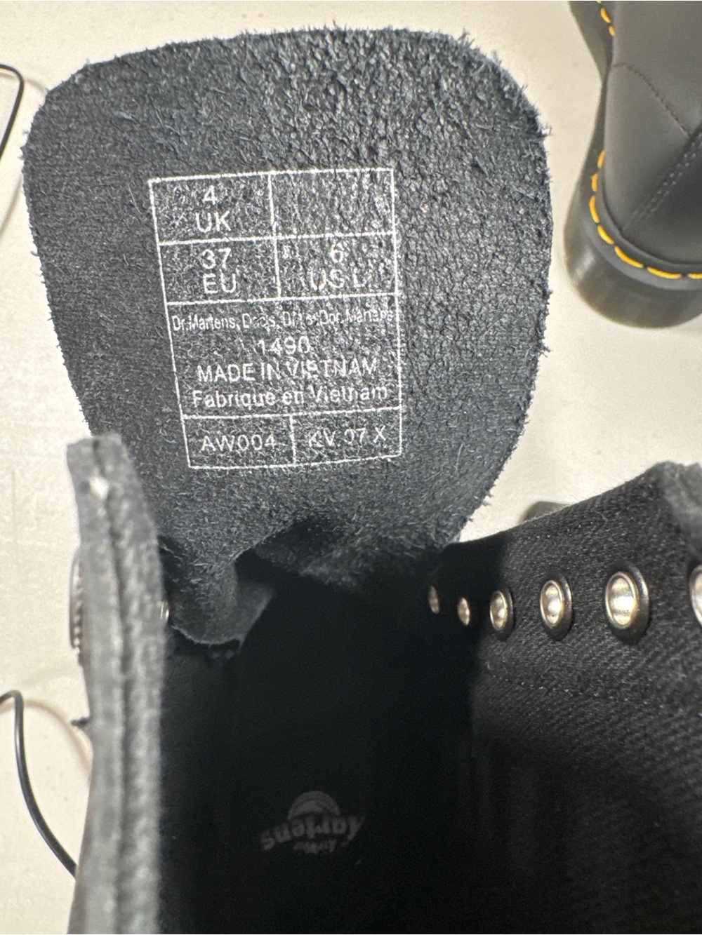 Dr. Martens Black Floral Lace-Up Boot with Yellow Welt Stitching - Picture 2 of 8